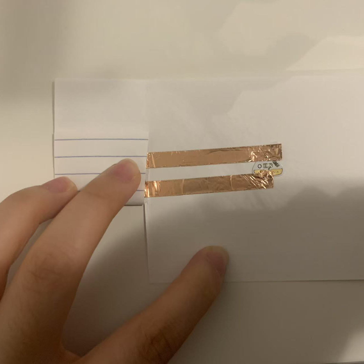 I made the circuit and pressed to test it. The LED turned on, showing it works properly.