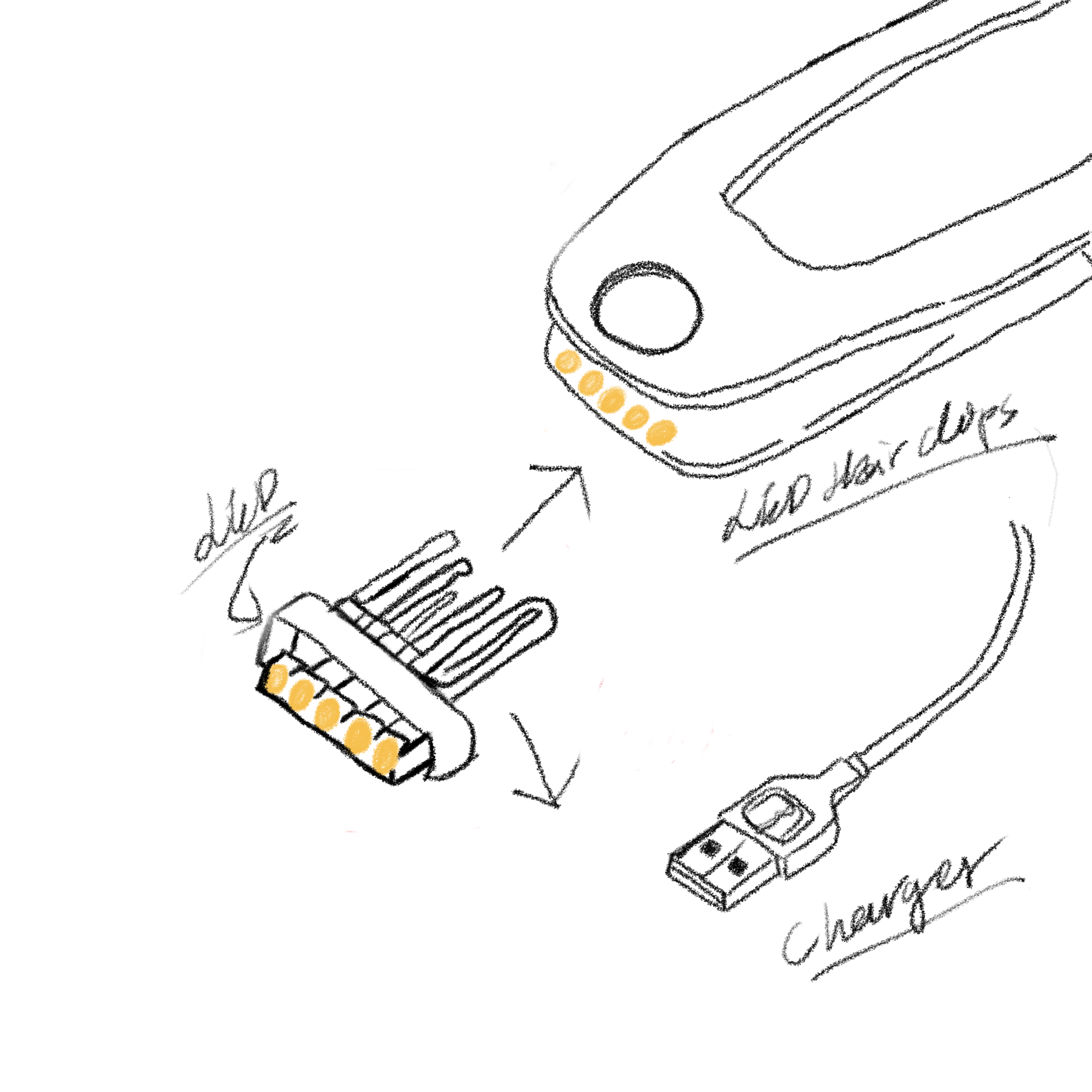 This image explains the charging process. I included a detachable USB charger that connects to the clip, allowing for quick and convenient recharging.
