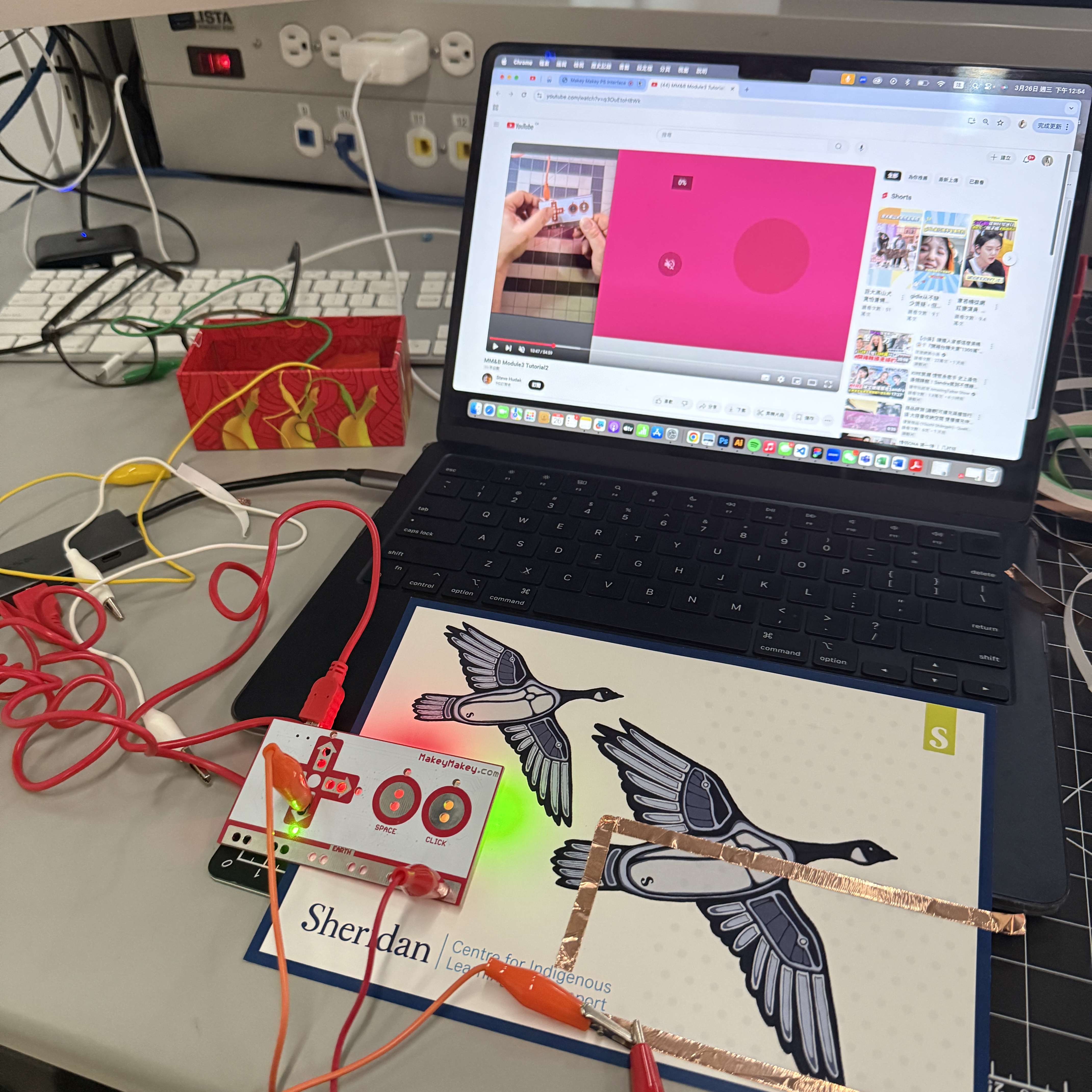 I added copper tape to my paper drawing to make it conductive, then used Makey Makey to turn the artwork into interactive buttons!